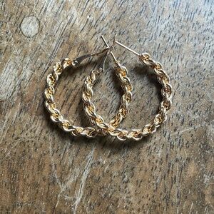 Gold chain hoop earrings